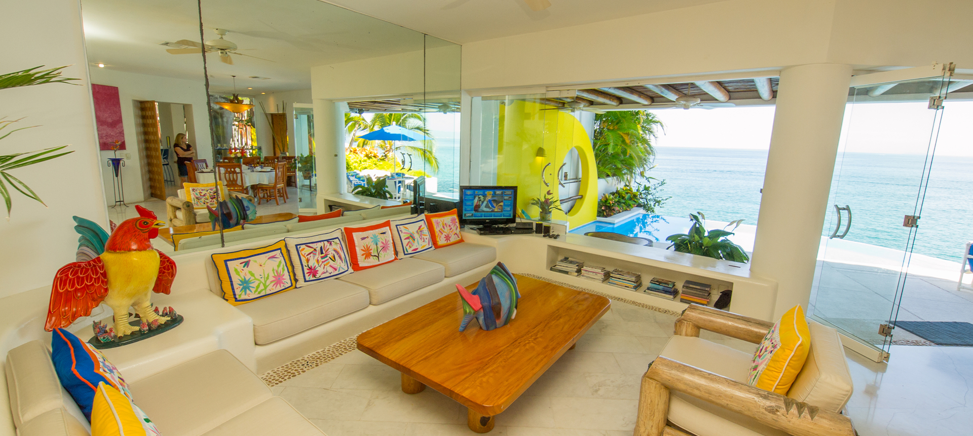 Vibrant decor in coastal living space