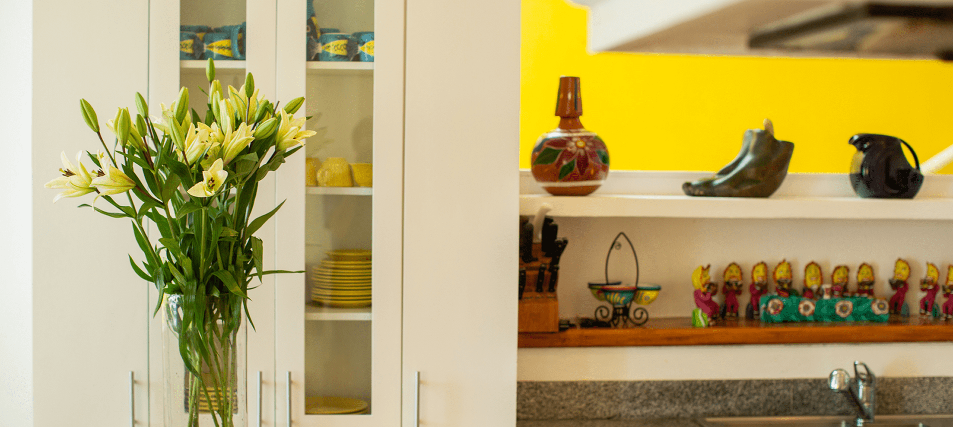 White lilies in a kitchen vase