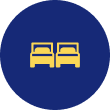 Twin beds icon on blue background