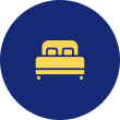 Yellow bed symbol on blue background